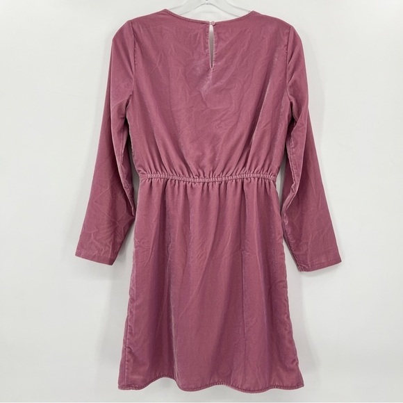 J. Crew Factory Pink Velvet Tulip-Hem Long Sleeve Dress - Picture 3 of 9